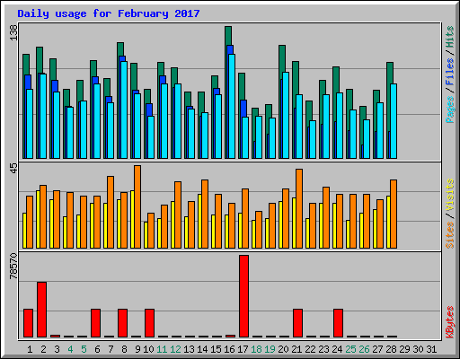 Daily usage for February 2017